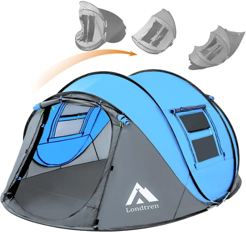 Instant Pop Up Camping Tent 4-Person Waterproof Double Door with Easy Setup for Family Outdoor Adventures - Image 9