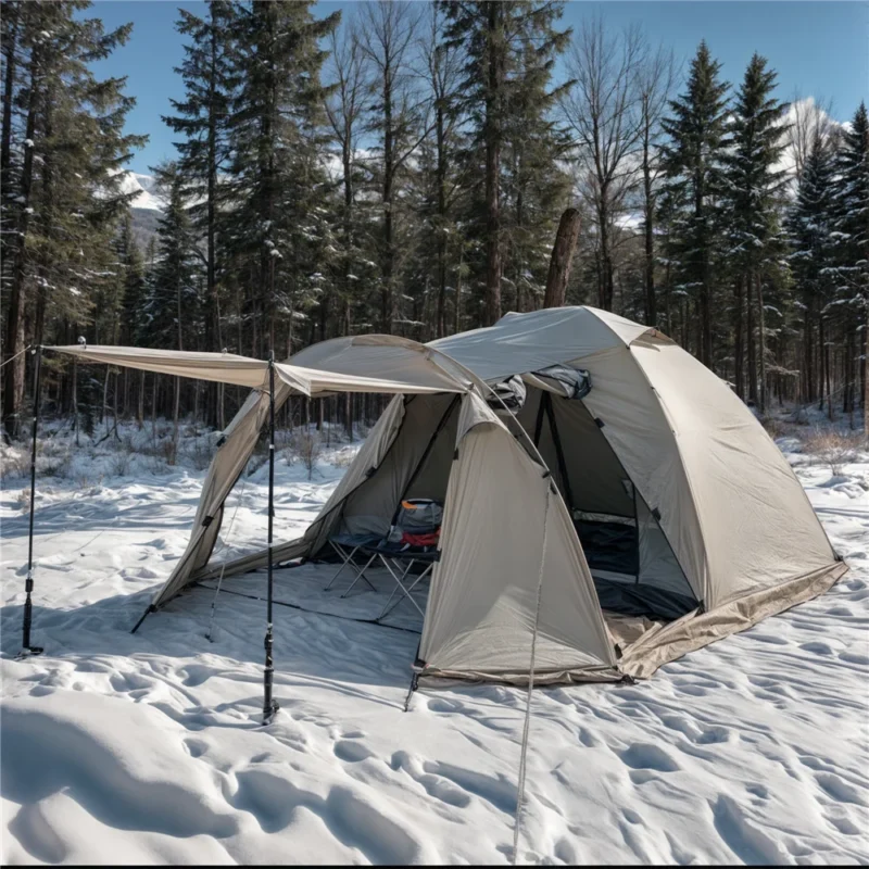 Fireproof 4-Season Hot Tent with Stove Jack - 2-Person Waterproof Dome Tent for Winter Camping - Image 2