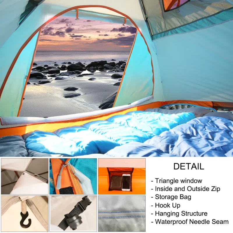 Ultralight Double Layer 2-Person Dome Tent with Dual Doors PU3000mm Waterproof for Camping and Hiking - Image 4