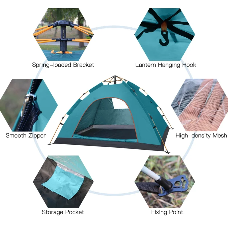 Instant Pop Up 2-Person Camping Tent with Water-Resistant Aluminum Frame for Outdoor Adventures - Image 6