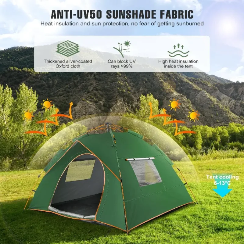 Instant Pop Up Dome Tent 2-Person Double Layer Waterproof Camping Shelter with 2 Doors for Outdoor Adventures - Image 5