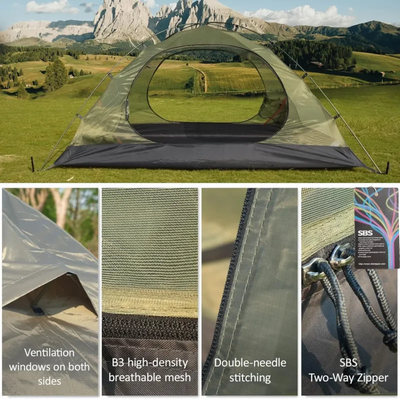 Ultralight 4-Season 2-Person Backpacking Tent with Double Layer for Extreme Cold Weather Camping - Image 4
