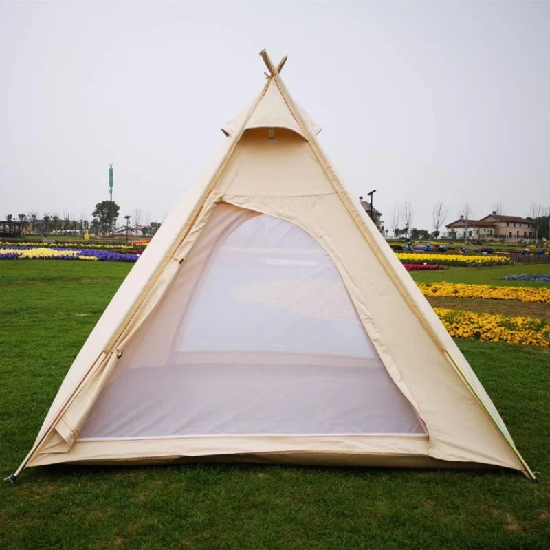 Premium Bell Canvas 2-Person Pyramid Tent with Waterproof Cotton for Glamping and Outdoor Adventures - Image 2