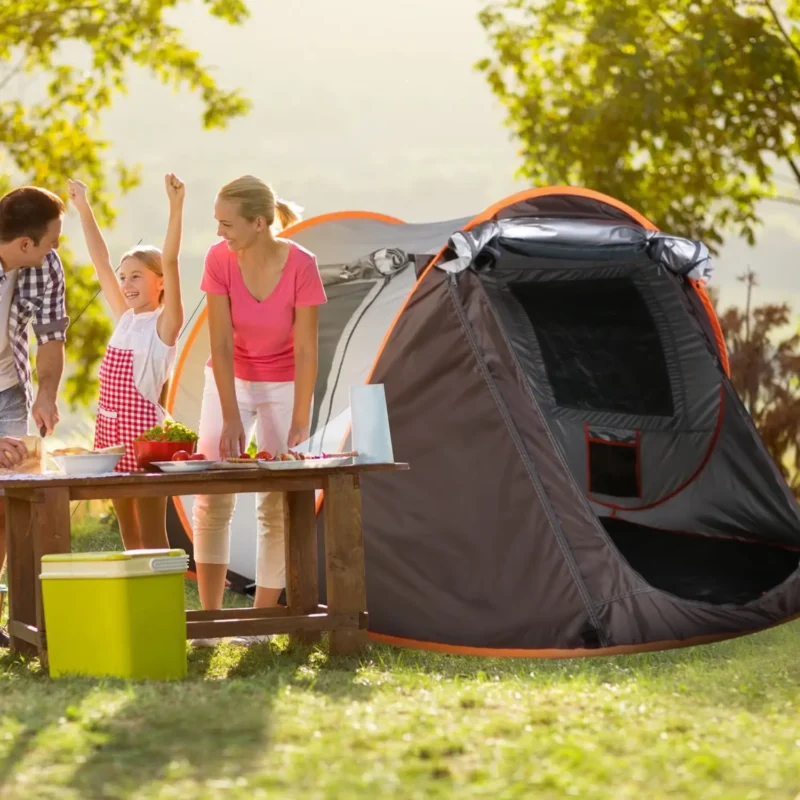 Instant 3-4 Person Pop Up Camping Tent with Double Window Ventilation for Easy Outdoor Setup - Image 4