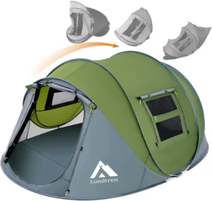 Instant Pop Up Camping Tent 4-Person Waterproof Double Door with Easy Setup for Family Outdoor Adventures