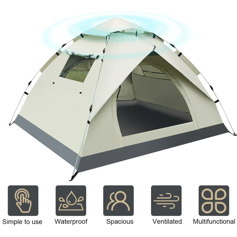 Ultralight Double Layer 2-Person Instant Tent with Fiberglass Frame for Hiking Camping Travel - Image 2