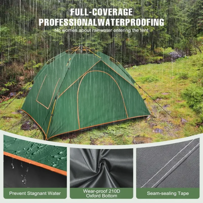 Instant Pop Up Dome Tent 2-Person Double Layer Waterproof Camping Shelter with 2 Doors for Outdoor Adventures - Image 6