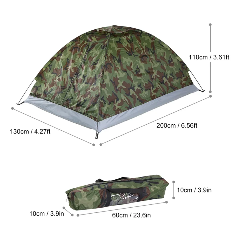 Ultralight Oxford 2-Person Camouflage Camping Tent with Aluminum Poles for Outdoor Adventures - Image 5