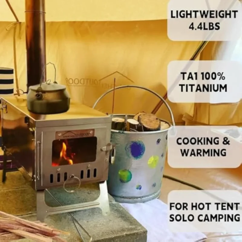 Waterproof Cotton 2-Person Tipi Hot Tent with Stove Jack for Winter Camping - Image 3